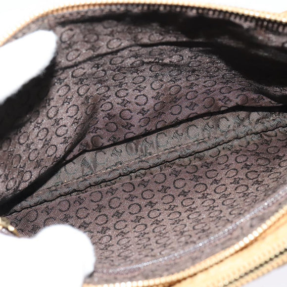 CELINE C Macadam Canvas Shoulder Bag Suede Brown Gold Auth mr1313