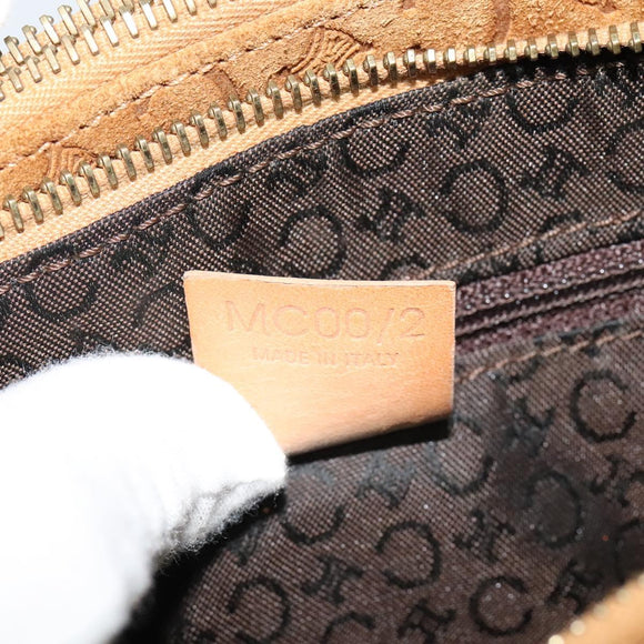 CELINE C Macadam Canvas Shoulder Bag Suede Brown Gold Auth mr1313