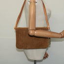 CELINE C Macadam Canvas Shoulder Bag Suede Brown Gold Auth mr1313-25