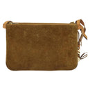 CELINE C Macadam Canvas Shoulder Bag Suede Brown Gold Auth mr1313-13