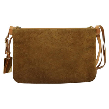 CELINE C Macadam Canvas Shoulder Bag Suede Brown Gold Auth mr1313 - 0