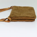 CELINE C Macadam Canvas Shoulder Bag Suede Brown Gold Auth mr1313-3