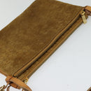 CELINE C Macadam Canvas Shoulder Bag Suede Brown Gold Auth mr1313-6