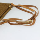 CELINE C Macadam Canvas Shoulder Bag Suede Brown Gold Auth mr1313-7