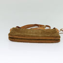 CELINE C Macadam Canvas Shoulder Bag Suede Brown Gold Auth mr1313-5