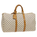 LOUIS VUITTON Damier Azur Keepall 50 Boston Bag N41430 LV Auth mr1315-1