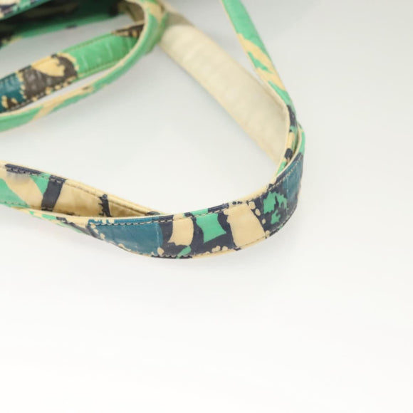 CHANEL Tote Bag Nylon Green Silver CC Auth mr1316