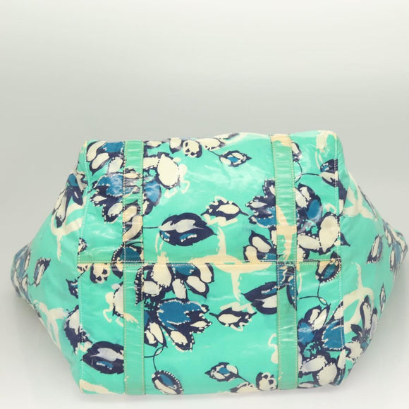 CHANEL Tote Bag Nylon Green Silver CC Auth mr1316