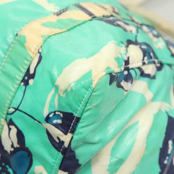 CHANEL Tote Bag Nylon Green Silver CC Auth mr1316