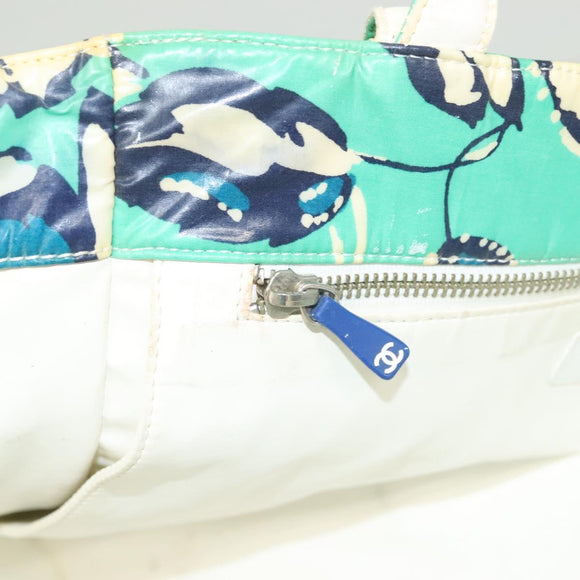 CHANEL Tote Bag Nylon Green Silver CC Auth mr1316