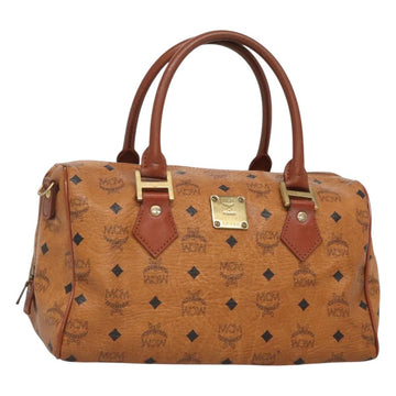 MCM Logogram Vicetos Hand Bag PVC Leather Brown Gold Auth mr1320