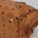 MCM Logogram Vicetos Hand Bag PVC Leather Brown Gold Auth mr1320-15