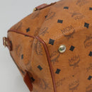 MCM Logogram Vicetos Hand Bag PVC Leather Brown Gold Auth mr1320-16