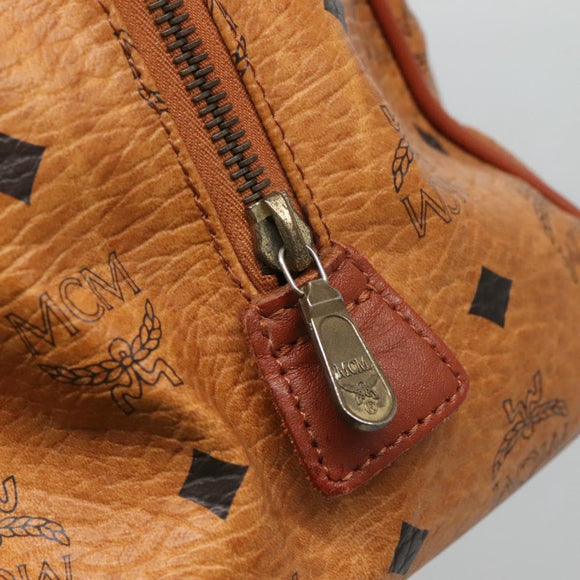 MCM Logogram Vicetos Hand Bag PVC Leather Brown Gold Auth mr1320