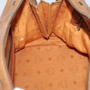 MCM Logogram Vicetos Hand Bag PVC Leather Brown Gold Auth mr1320-18