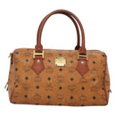 MCM Logogram Vicetos Hand Bag PVC Leather Brown Gold Auth mr1320-13