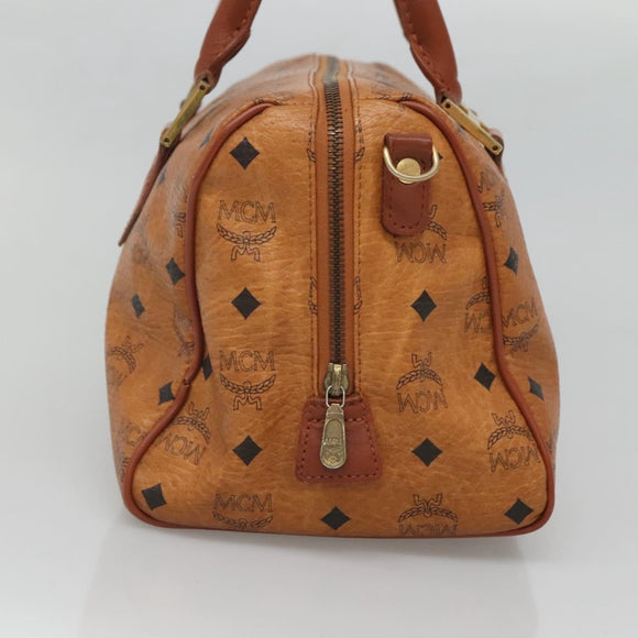 MCM Logogram Vicetos Hand Bag PVC Leather Brown Gold Auth mr1320