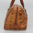 MCM Logogram Vicetos Hand Bag PVC Leather Brown Gold Auth mr1320-4