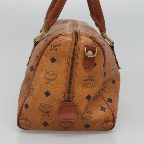 MCM Logogram Vicetos Hand Bag PVC Leather Brown Gold Auth mr1320