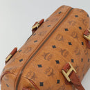 MCM Logogram Vicetos Hand Bag PVC Leather Brown Gold Auth mr1320-6