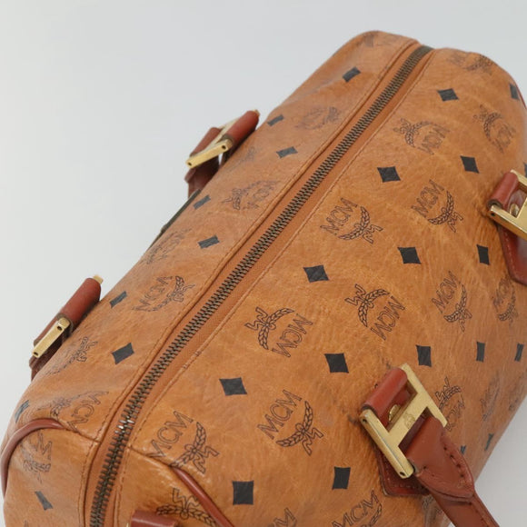 MCM Logogram Vicetos Hand Bag PVC Leather Brown Gold Auth mr1320