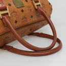 MCM Logogram Vicetos Hand Bag PVC Leather Brown Gold Auth mr1320-7