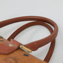MCM Logogram Vicetos Hand Bag PVC Leather Brown Gold Auth mr1320-8