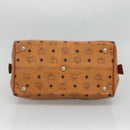 MCM Logogram Vicetos Hand Bag PVC Leather Brown Gold Auth mr1320-5