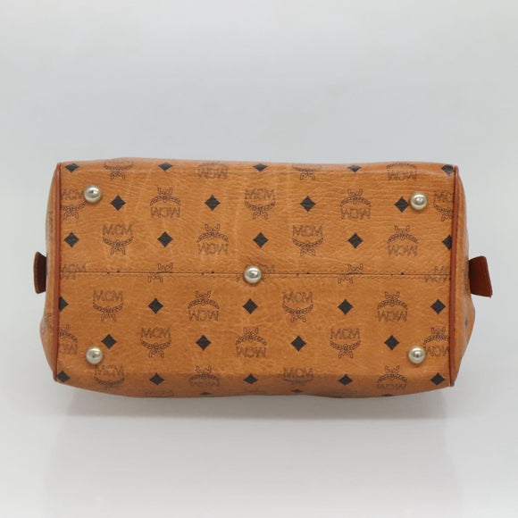 MCM Logogram Vicetos Hand Bag PVC Leather Brown Gold Auth mr1320