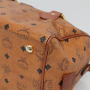 MCM Logogram Vicetos Hand Bag PVC Leather Brown Gold Auth mr1321-9