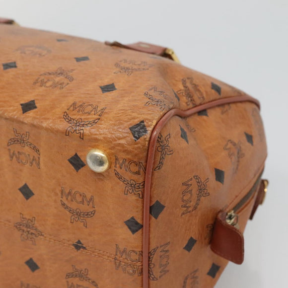 MCM Logogram Vicetos Hand Bag PVC Leather Brown Gold Auth mr1321