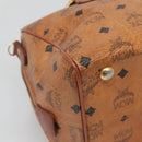 MCM Logogram Vicetos Hand Bag PVC Leather Brown Gold Auth mr1321-16