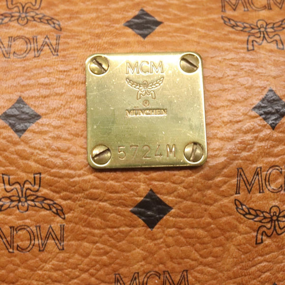 MCM Logogram Vicetos Hand Bag PVC Leather Brown Gold Auth mr1321