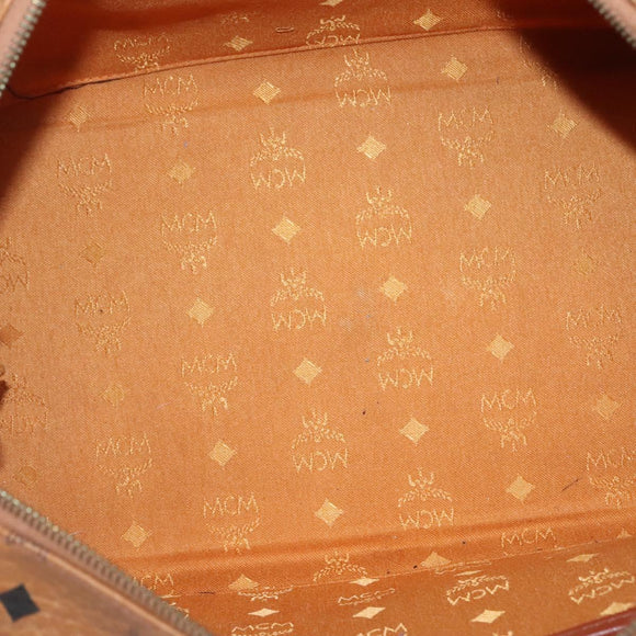 MCM Logogram Vicetos Hand Bag PVC Leather Brown Gold Auth mr1321