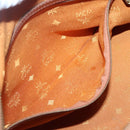 MCM Logogram Vicetos Hand Bag PVC Leather Brown Gold Auth mr1321-19