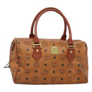 MCM Logogram Vicetos Hand Bag PVC Leather Brown Gold Auth mr1321-1