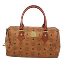 MCM Logogram Vicetos Hand Bag PVC Leather Brown Gold Auth mr1321-13