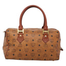 MCM Logogram Vicetos Hand Bag PVC Leather Brown Gold Auth mr1321-2