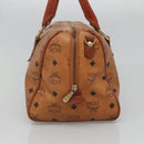 MCM Logogram Vicetos Hand Bag PVC Leather Brown Gold Auth mr1321-3