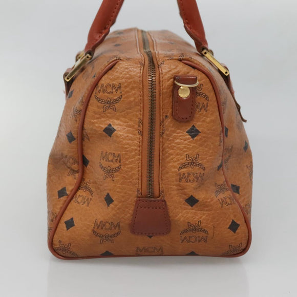MCM Logogram Vicetos Hand Bag PVC Leather Brown Gold Auth mr1321