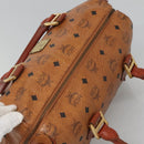 MCM Logogram Vicetos Hand Bag PVC Leather Brown Gold Auth mr1321-6
