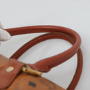 MCM Logogram Vicetos Hand Bag PVC Leather Brown Gold Auth mr1321-8