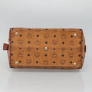 MCM Logogram Vicetos Hand Bag PVC Leather Brown Gold Auth mr1321-5