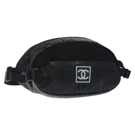 CHANEL Sports Waist Bag Nylon Black CC Auth mr1323