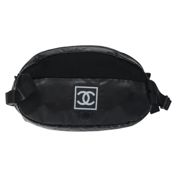 CHANEL Sports Waist Bag Nylon Black CC Auth mr1323