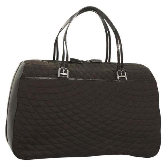 BALLY Quilted Boston Bag Nylon Black Silver Auth mr1328