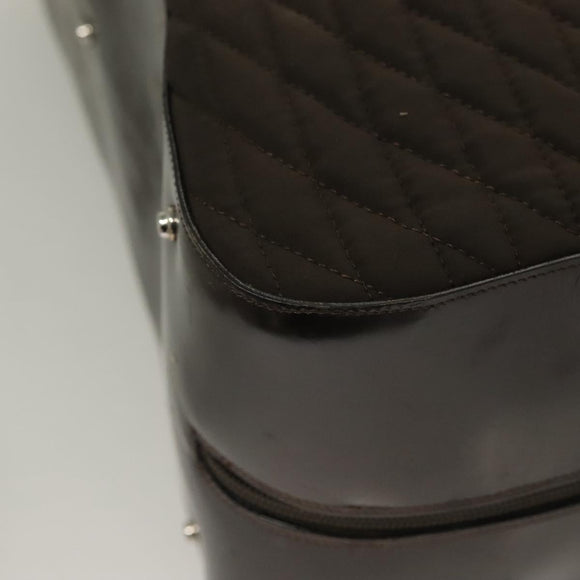 BALLY Quilted Boston Bag Nylon Black Silver Auth mr1328