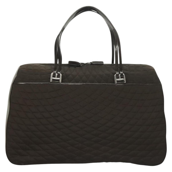 BALLY Quilted Boston Bag Nylon Black Silver Auth mr1328