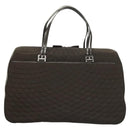 BALLY Quilted Boston Bag Nylon Black Silver Auth mr1328-2
