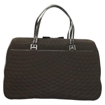 BALLY Quilted Boston Bag Nylon Black Silver Auth mr1328 - 0